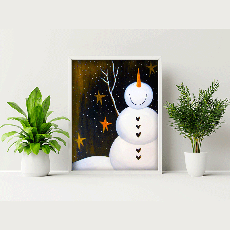 Smiley Snowman Print